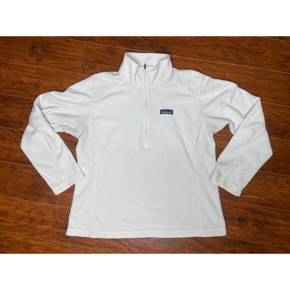 Patagonia Tops - Patagonia Sweater Womens L White Long Sleeve 1/4 Zip Micro D Fleece 26278